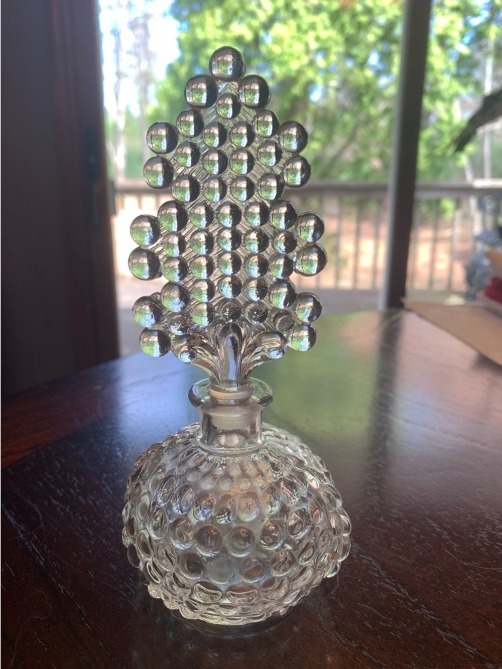 Vintage 1940s Bubble Glass Perfume Bottle - Clear Glass